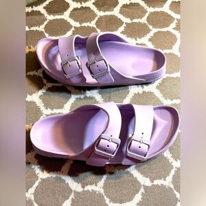 Birkenstock Purple Sandals with Adjustable Straps and Contoured Footbed